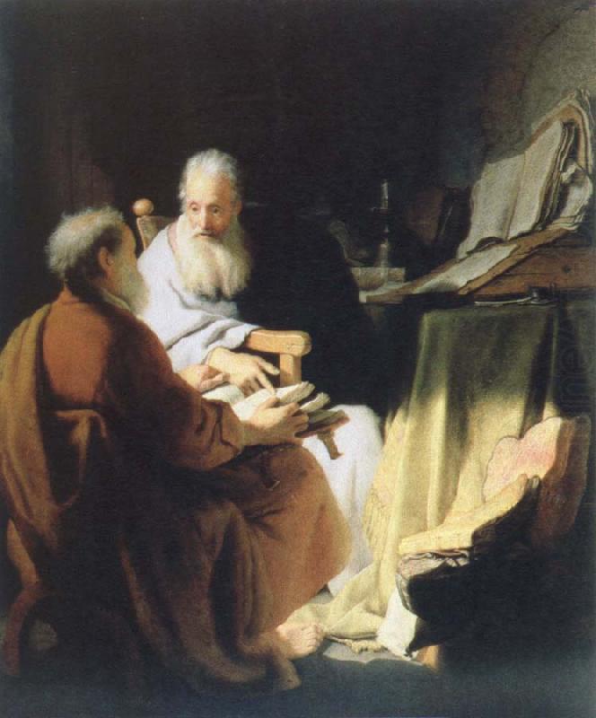 Rembrandt van rijn two lod men disputing oil painting picture